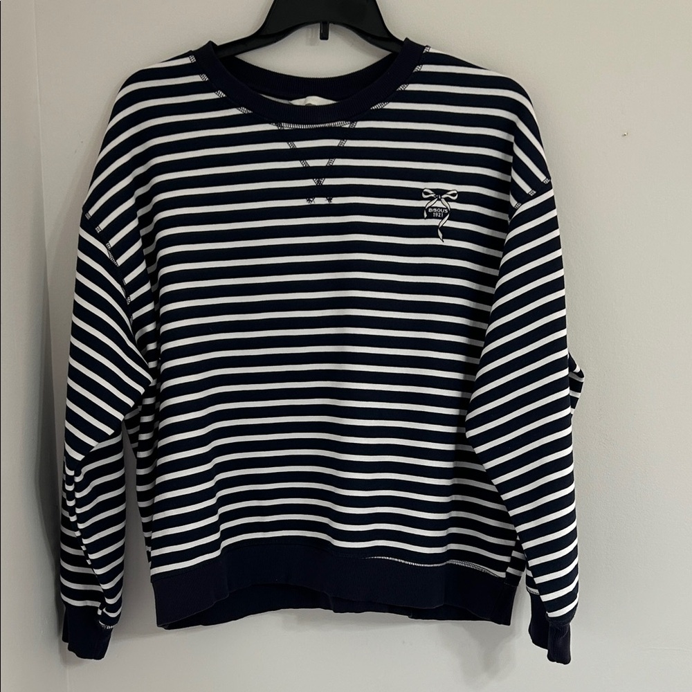 H&M Dark Blue and White Knit Top